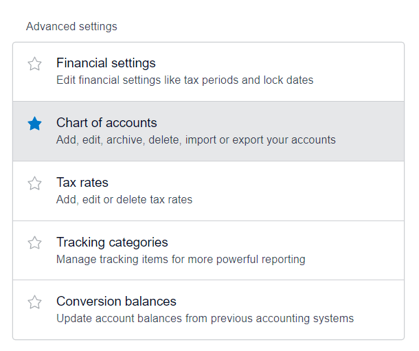 Chart of Accounts Setting - Xero to QuickBooks